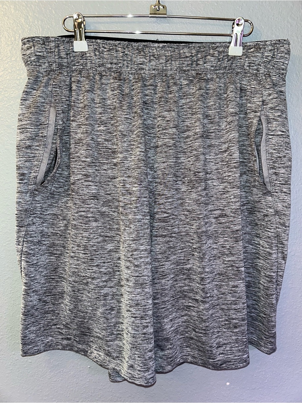 Men's Athletic Heather Gray Performance Shorts with Elastic Waist
